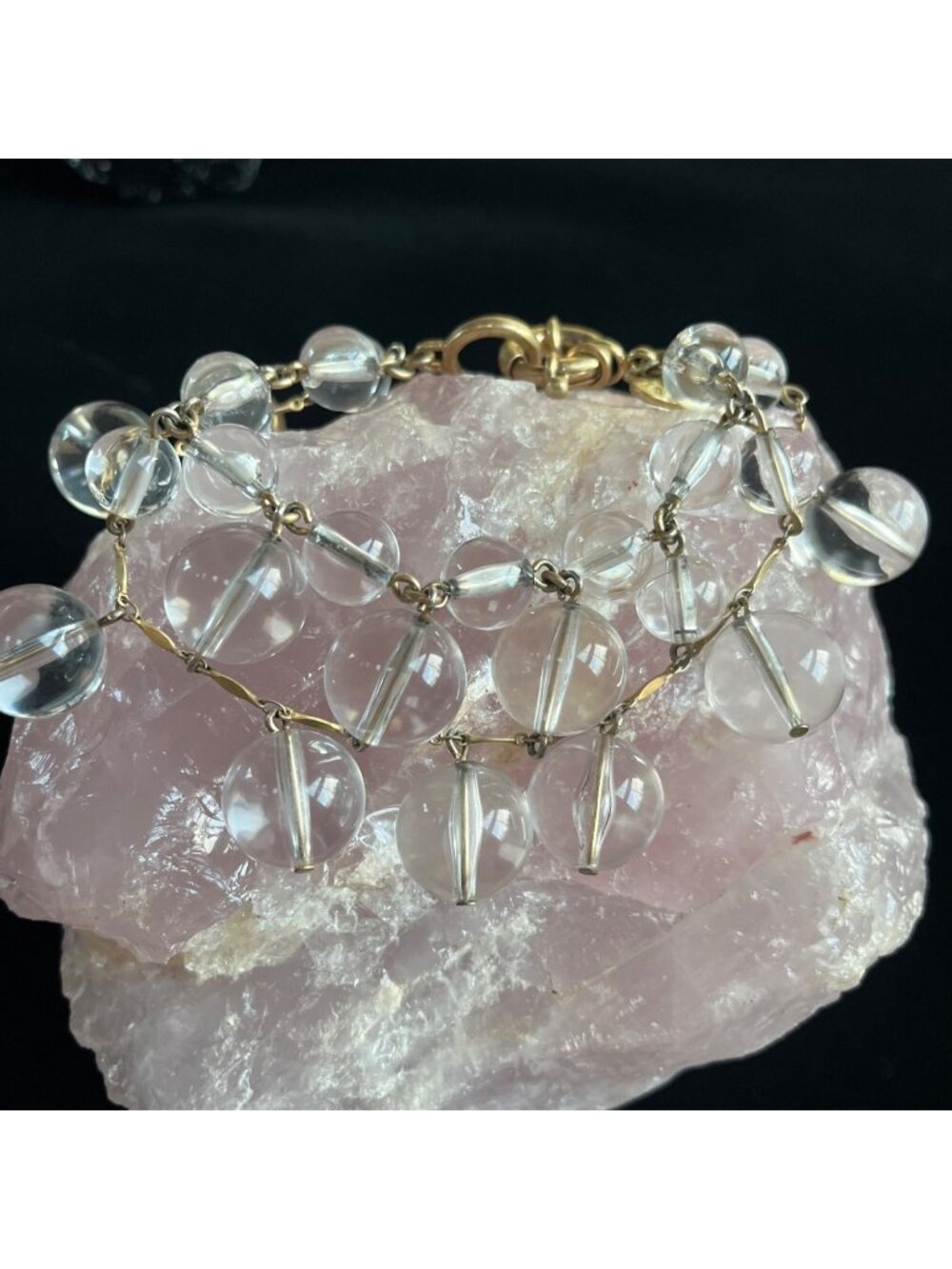 Vintage J.CREW Clear Lucite Bubble Charm Cluster Bracelet Chunky Gold Tone Y2K - Picture 4 of 7